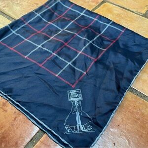 Vintage Burberry Pure Silk Navy And Red Scarf Nova Check